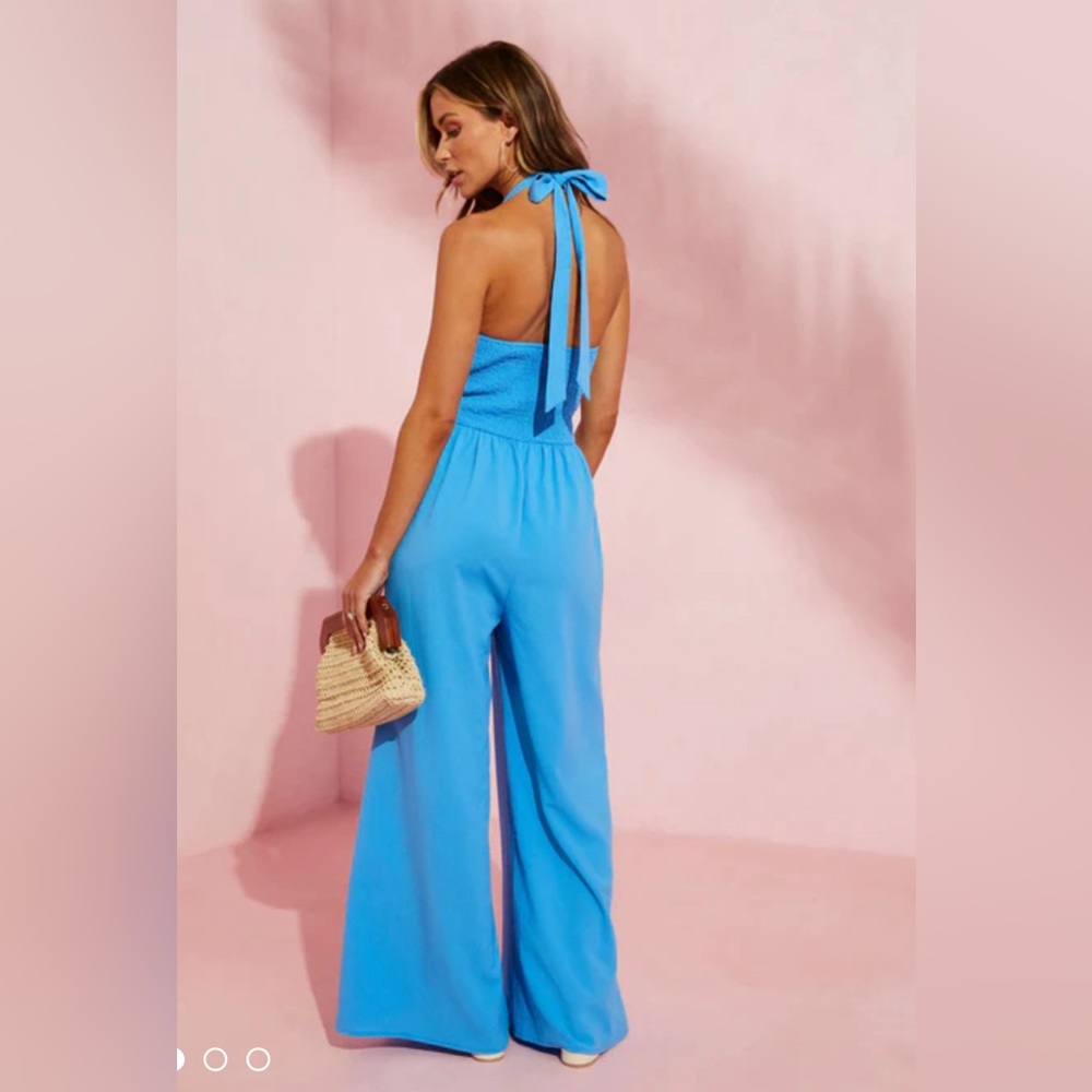 VICI SMOCKED HALTER JUMPSUIT